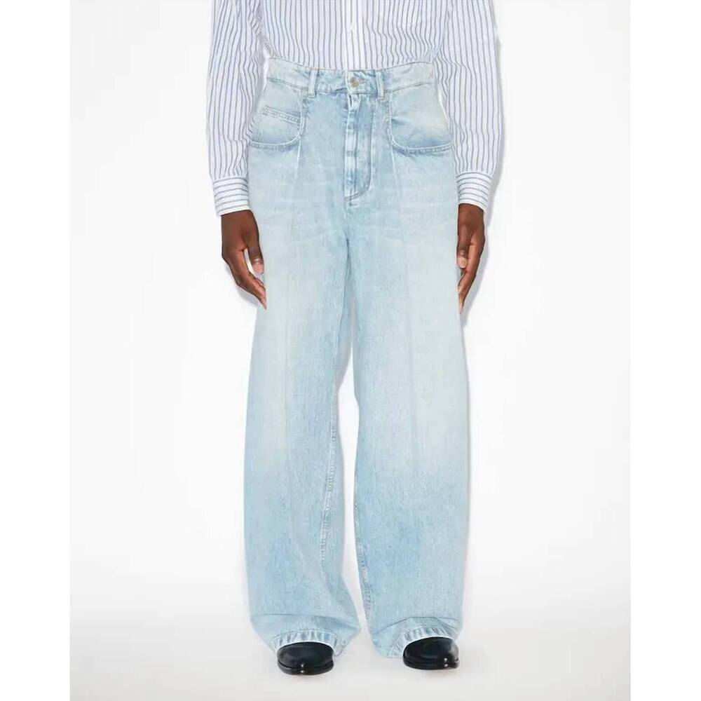 NEW ISABEL MARANT janael high rise loose fit jeans in light blue